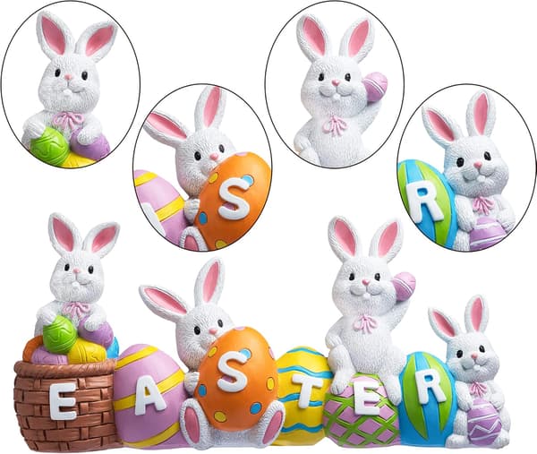 Påskehareegg med  \"Påske \" Resin Midtstykke 4 Kanin og Egg Borddekorasjon Påskeform