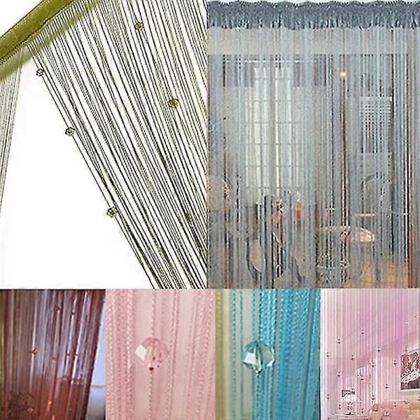 1x2m String Curtain Beads Panel Room Door Window Decor DIY Tassel Divider Drape Pink