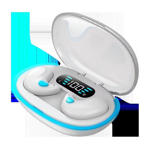Comfortable Invisible Wireless Sleeping Headphones. Glow White. White White
