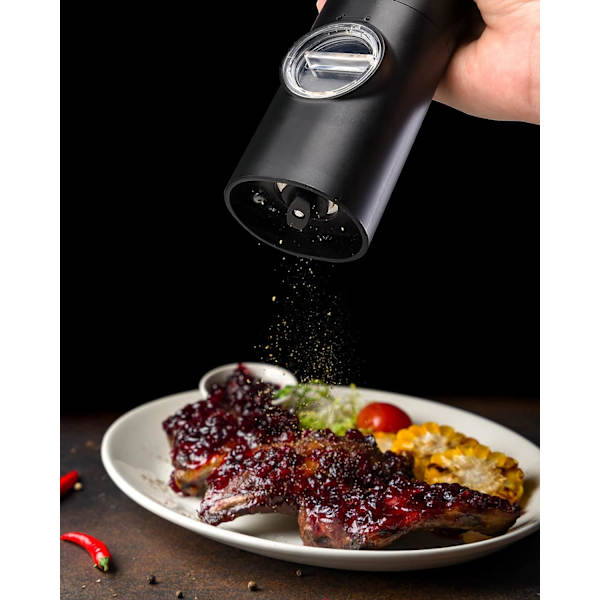Elektrisk Salt- och Pepparkvarn Set Batteridriven Justerbar Svart Pepparkvarn Kök Restaurang