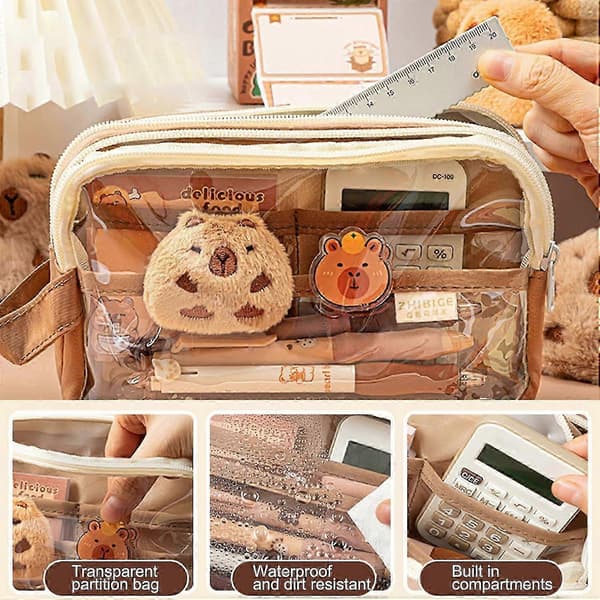 Capybara Pencil Case, Transparent Capybara Pencil Case, Cute Capybara Pencil Case