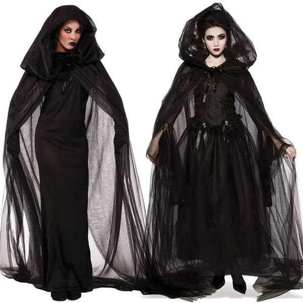Halloween-asu aikuisten noitamekko noitamekko musta sideharso