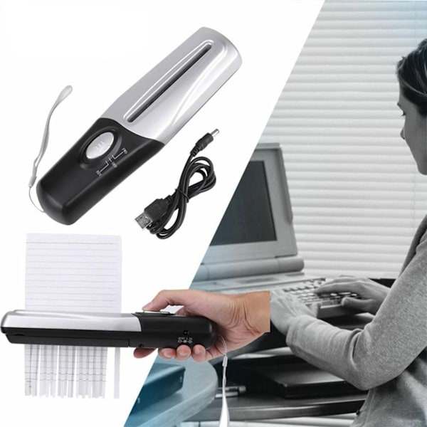 Zelic Bärbar Dokumentförstörare Liten Handhållen USB-driven Kontors- och Hemmaskin för Pappersdokument