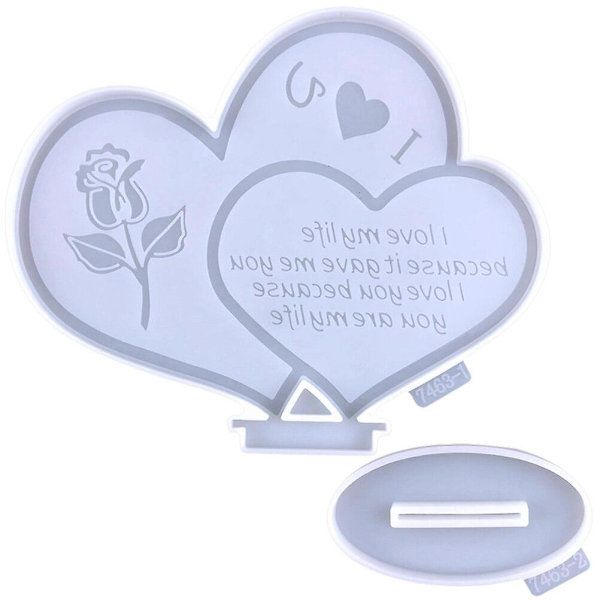 Bogstav M Form Resin Valentinsdag Hjerteforme Silicone Skilt Støbningsforme Silicone Hjerte Skiltforme Hvid 20.2X16.7X0.9CM