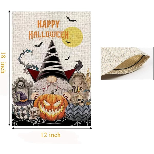 Onnellinen Halloween-puutarhalippu Vampyyri-tonttu Kurpitsat 12 X 18 Kaksisivuinen Juutti Juhlallinen Tervetuloa Pihalippu Puutarhaan Pihalle