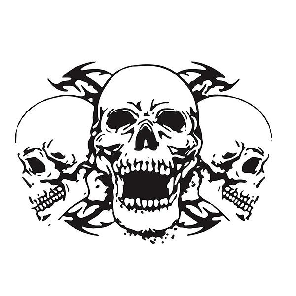 Three Skulls Hood Sticker Decor Personlighed Bil Decals Køretøjs Decor AccessoriesSort60X39X0.1CM Black 60X39X0.1CM