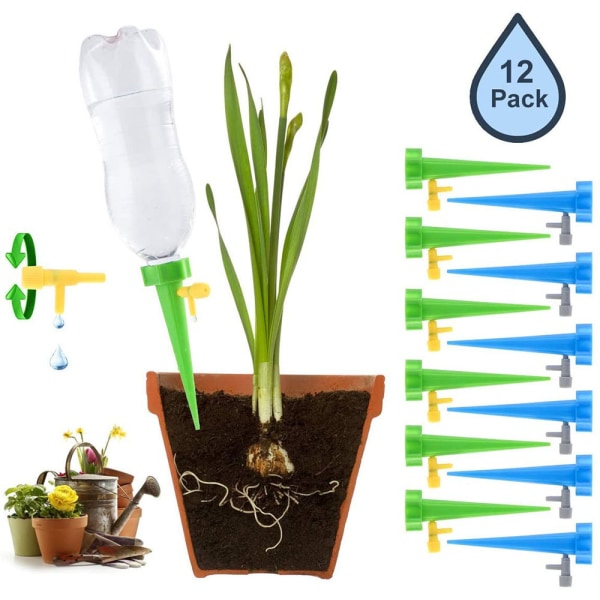 Droppflaska, droppbevattningsflaska, automatisk växtvattnare, droppbevattning, med reglerventiler, för trädgårdshem inomhus utomhus