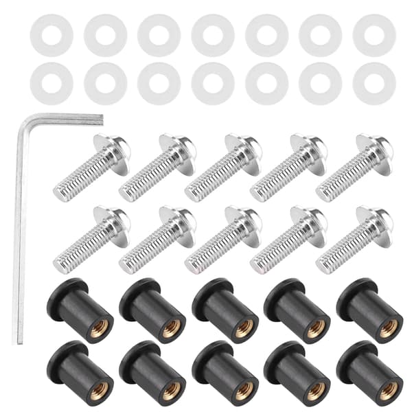 10 pcs Motorcycle Windshield Bolts Nuts Washers Universal Motorcycle Fairing Mounting Kit Silver