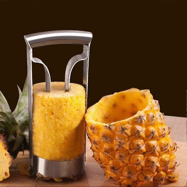 Pineapple Corer, Peeler, and Slicer with Sharp Blade and Non-Slip Press Handle for Easy Coring and Slicing