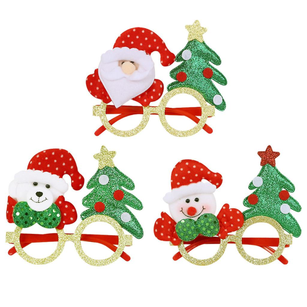 Julnyhet Plastglasögonbåge Söt tecknad snögubbe Älg Jultomteträd Glitter Paljettglasögon FestmaterialSvart