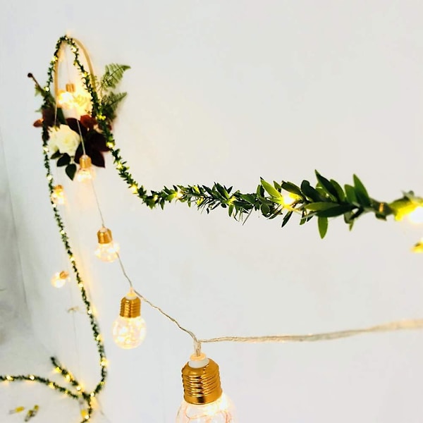 Gröna blad ljusslingor, vinranka ljusslinga 16ft set med 50 LED för inomhus utomhus juldekoration uteplats bröllop trädgård, 9.8ft9.8ft