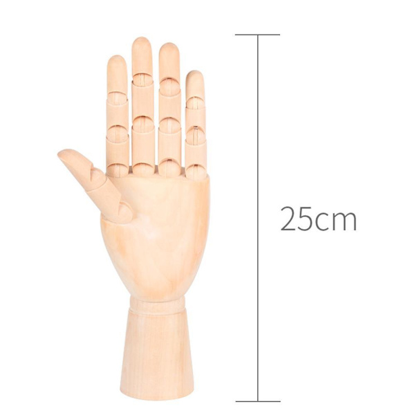 Fleksibel, Skitse Model af Kvindelig Venstre Hånd, Holdbar, Træ Model af Kvindelig Venstre Hånd, Til Skitsemodeller (25cm)