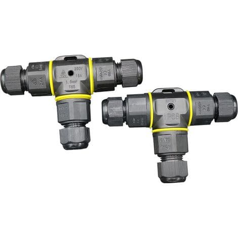 2-pack vattentäta T-kopplingar, IP68, max tvärsnitt 2,5 mm² [Energiklass A]