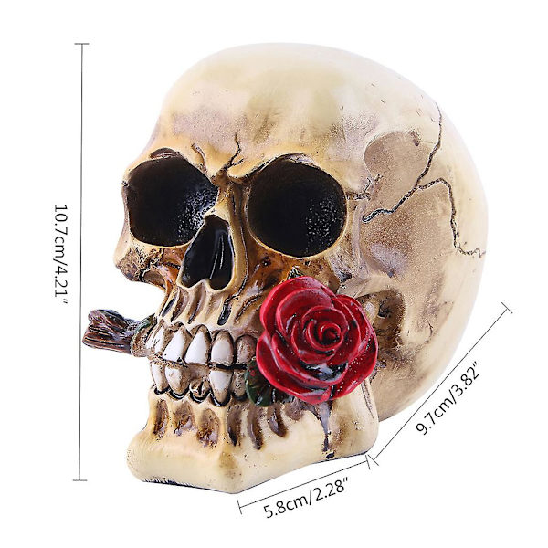 Rose Skull Harpikskranie Skrivebord Stue Halloween Party Spøgelseshus Dekorationer
