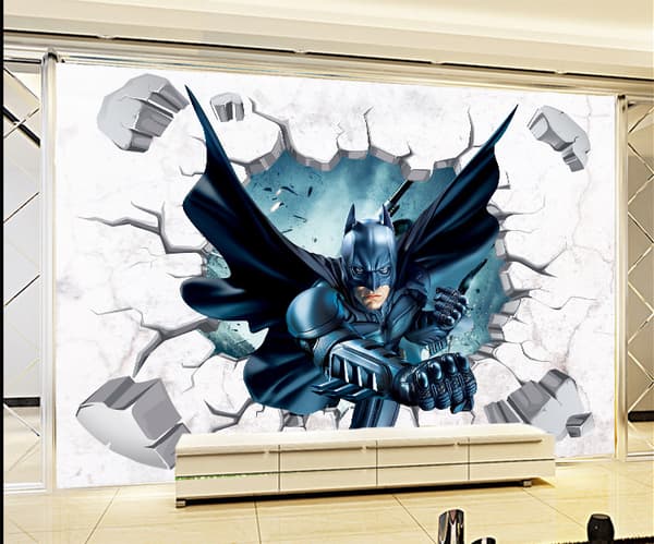 Batman 3D Väggdekor för Barnrum - DC Hjälte Tapet