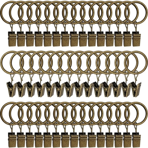 50-pack metallgardinringar med klämmor, hängklämmor, gardinklämmor, 1,25" ID gardinringar, passar gardinstänger med 5/8" diameter, Vin