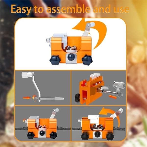 Chainsaw Chain Sharpener with 3 Grinding Heads Compatible with All Chainsaw Types Manual Crank