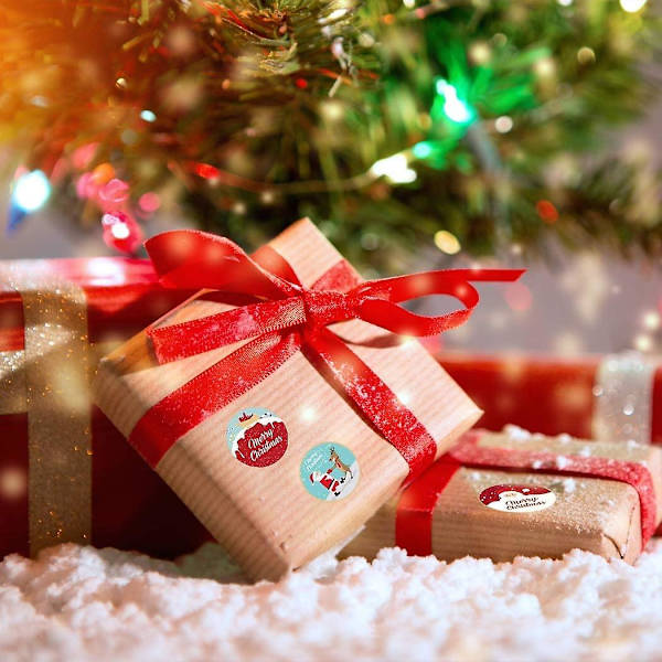 Juleferie-klistremerker, 1000 stykker juleetikett-klistremerker, runde juleklistremerker, gaveklistremerker til jul, perfekte klistremerker til julegaver