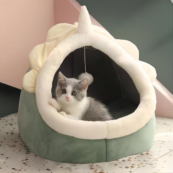 Semi-Closed Dinosaur Cat Bed - Suitable for Small Cats & Dogs