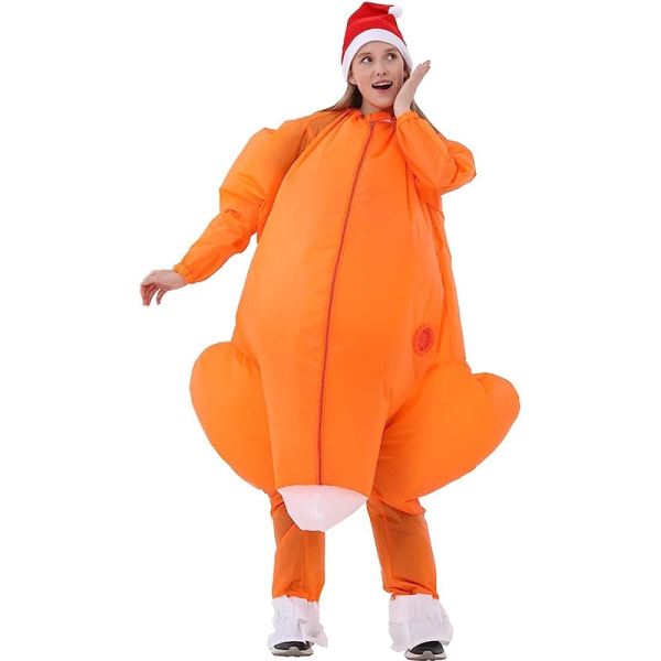 Oppustelig Kostume til Voksne Orange Oppustelig Halloween Kostumer Tyrkiet Blæs Op Dragt Fest Spil Fedt Dyr Cosplay Tyrkiet