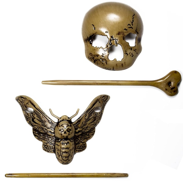 2 kpl Skull and Death Moth Hiusneula, Halloween Horror Skeleton Hiuspidikkeet Vintage Decoration Hiusneula, Hair Haarukka Pitkä