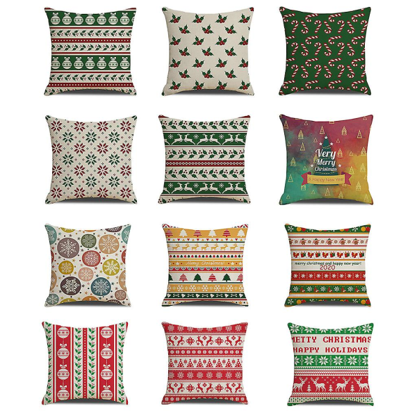 Juleputetrekk i nordisk stil, lin, for sofa, 450 mm x 450 mm