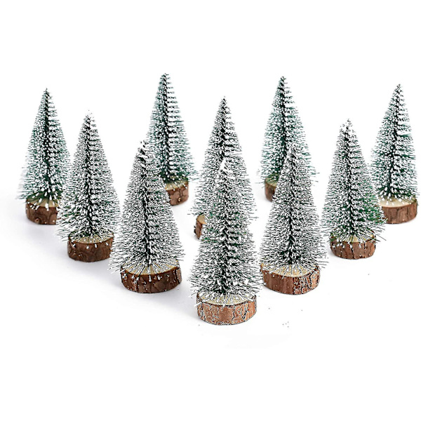Mini Snöfrostade Träd Mini Julgran Plast Vinter Snö Dekorationer Bordsgranar För Semesterfest Diy Rum Dekoration Hem Bord Topp Jul