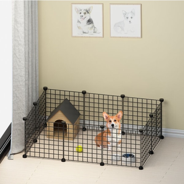 Cage playpen enclosure for pets L 111 x W 74 x H 37 cm rounded edges metal wire