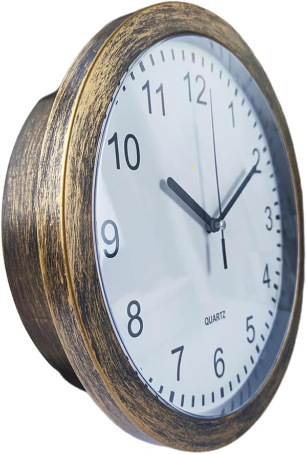 Silent Wall-Mounted Clock with Storage Box 12 Inch Round PVC and Organic Glass Creative