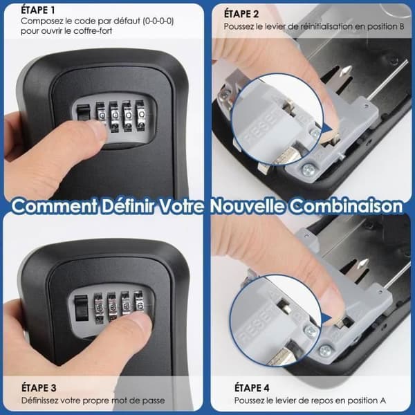 Secure Key Box, Wall Mounted Key Lock Box with 4-Digit Code, Waterproof/Rustproof Key Safe for Home, Garage, Black