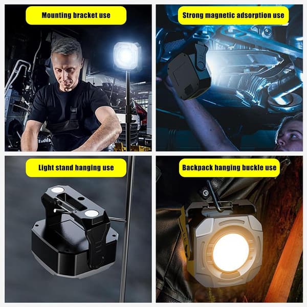 Magnetic Work Light - 2400LM Strong LED, 360° Adjustable Head, Strong Magnetic Base & Hook for Car Repair, Camping, Construction, Workshop Grey grey