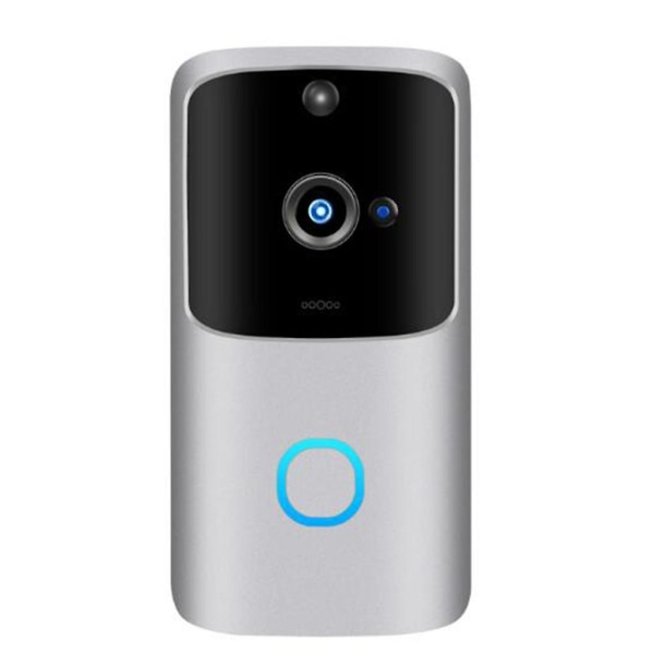 Trådløs WiFi Dørklokke Smart Videotelefon Visuel Intercom Dørklokke Sikkerhedskamera Sølv