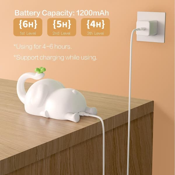 Charging Elephant Night Light For Nursery Dimmable USB Lamp Cute Baby Room Decor