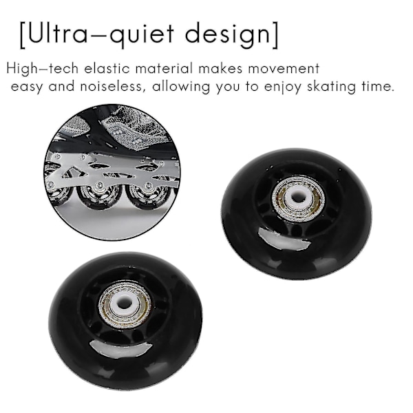 8-pack Inline Skate Hjul, Inomhus/utomhus Rullskridskohjul, Ersättningshjul med Lager 64mm