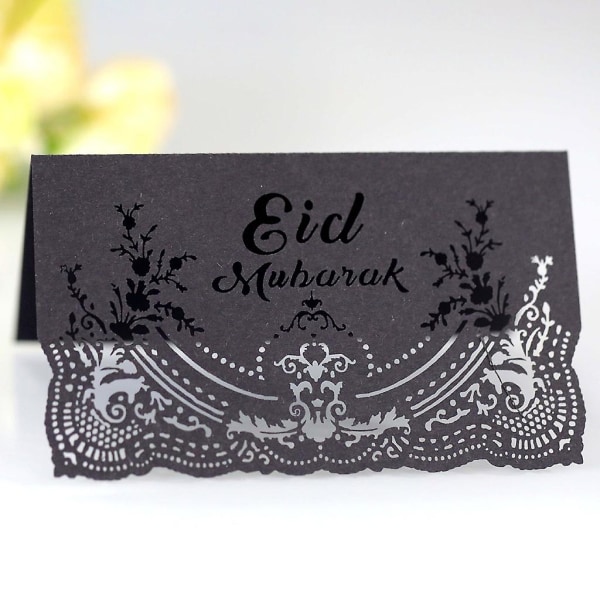 Heijastava hopea100kpl Mubarak Party Hollow Meal Cards Happy Invitation Cards PöytäkoristeetHeijastava hopea