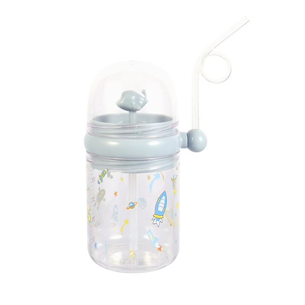 Barnens Valsprutningskopp med sugrör Sommarplastbarnsugrörvattenkopp Blå 15x6x6cm