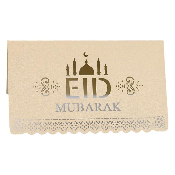 100 kpl Paperinen postikortti Ramadan Party -istuintaulukko Kutsu Cutout Menu Board Lomakoristeet Beige kulta