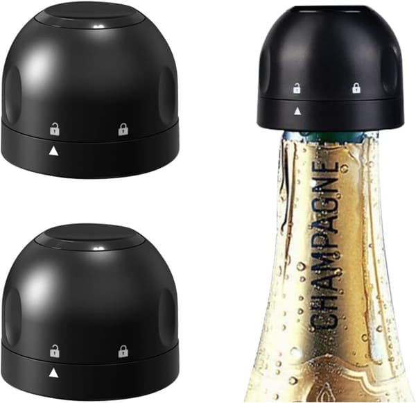 Genanvendelig mousserende vinprop 2 stk. sort champagne prop Cha