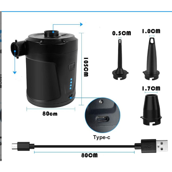 Ilmatäytteinen patjailmapumppu, sähköinen ilmapumppu, ilmatäytteinen patjapumppu, tyhjennyspumppu veneille, ilmatäytteisille uima-altaille, patjoille, leirintäalueille