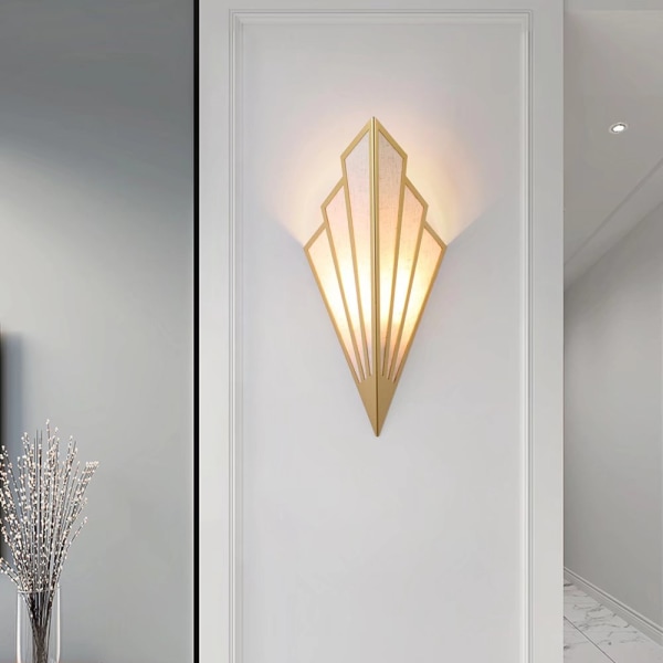 2kpl LED-seinävalaisin käytävä käytävä eurooppalaistyylinen porrasvalaisin makuuhuoneen hotellin yöpöytävalaisin sisätiloissa luova viuhkamainen seinävalaisin, kulta (2kpl) lämmin valo