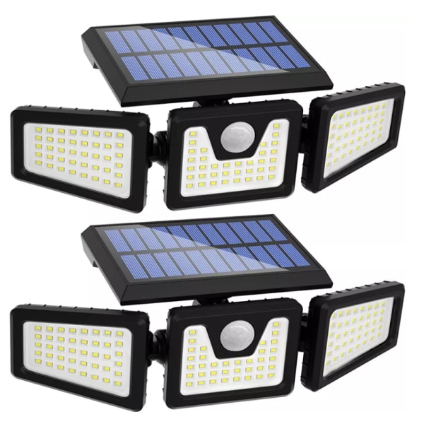Solar Lights 2 förpackningar, 108 LED-lampa 3 justerbara huvuden Solar Outdoor Solar LED-lampa, Solar utomhuslampa med rörelsesensorer
