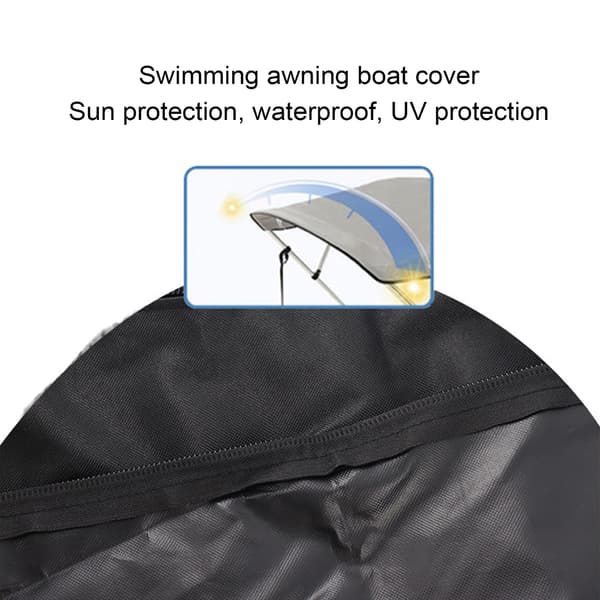 Bimini Top Replacement Cover Oxford Fabric Foldable Rainproof Waterproof Sunshade Boat Canopy Black