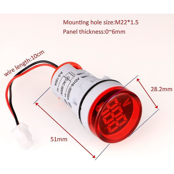 Mini led digitaalinen ampeerimittari, AC 0-100a digitaalinen ampeerimittarin ampeerimittari Monitorin signaalin ilmaisimen led-paneelin valo (punainen/vihreä)