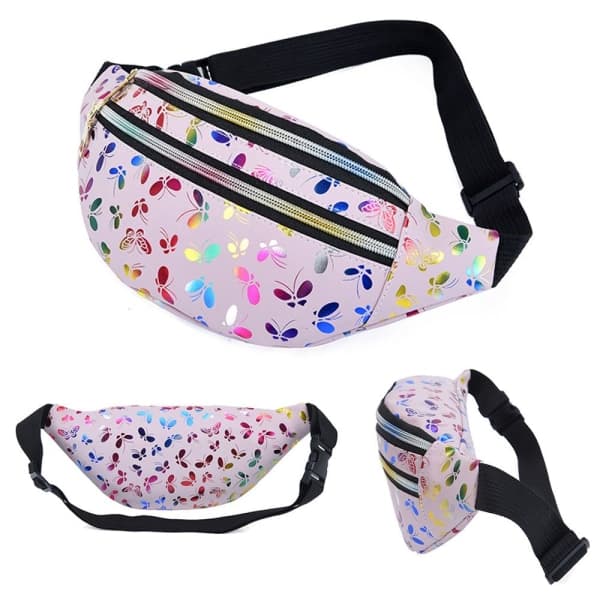 Trykt taljetaske Fanny Pack Mobiltelefonpose sort