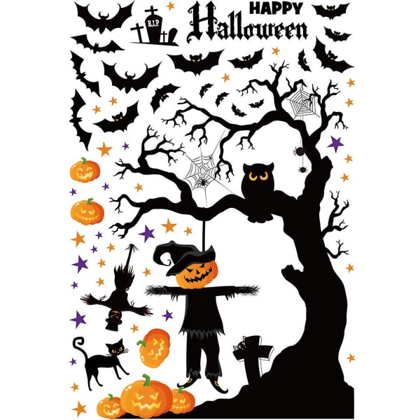 Removable Halloween Wall Sticker Scary Witch Pumpkin Window Sticker Glass DecalB