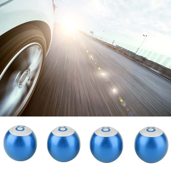4st Aluminiumfälg Motorcykel Bil Lastbil 8-Ball Däck Luftventil Stamlock Dammskydd Blå