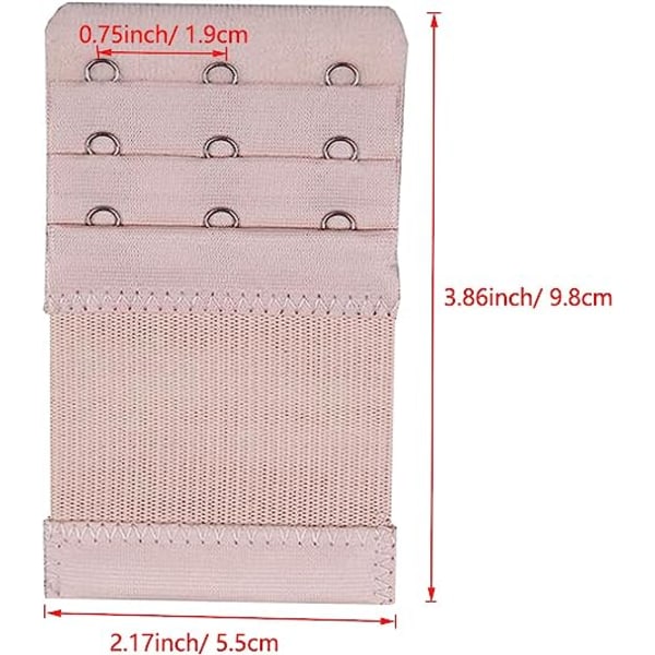 Pakke med 5, BH-forlænger med 3 kroge og 3 rækker elastisk BH-bånds-krogstropsforlængelser til kvinder