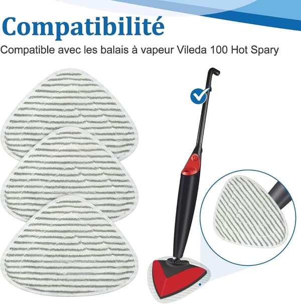 Erstatningsputer for mikrofiber dampmopp kompatible med Vileda Steam & Vileda Steam Plus, maskinvaskbare