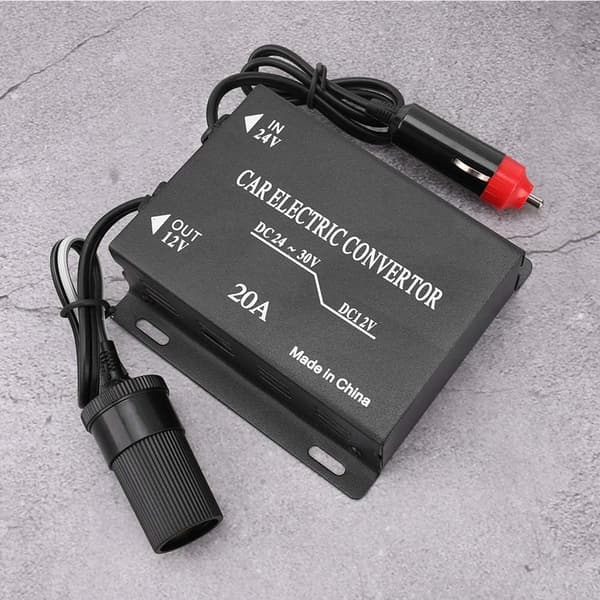 24V til 12V omformer - 20A bilspenningsreduserende strømkonverterer aluminiumslegering nedtrappingstransformator