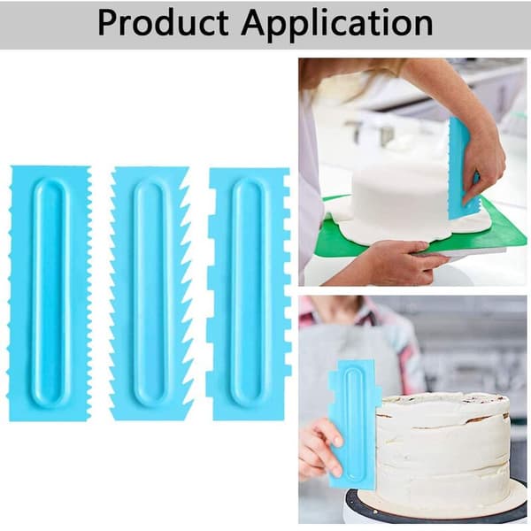 Angled Icing Spatulas, Serrated Cake Scraper, Cake Party Decoration Set, Butter Cake Edge, Kitchen Baking Tools